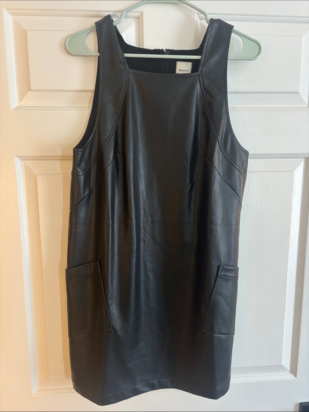 Anthropologie Black Leather Sleeveless Dress